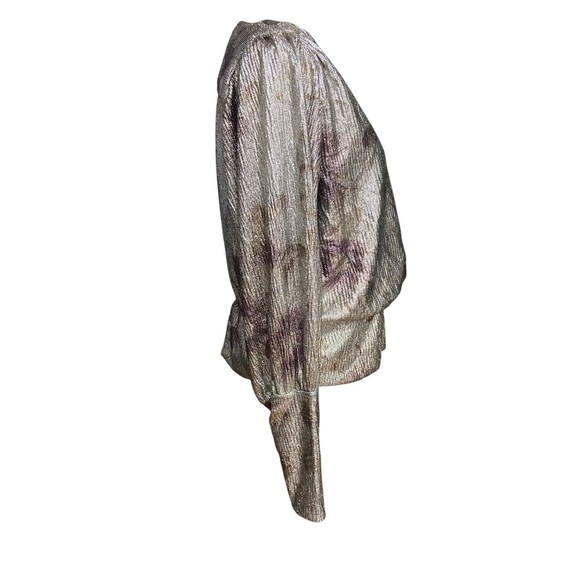 Maison d' Amelie Paris Metallic Crossover Shimmer Blouse Size M Evening Party - Picture 11 of 13